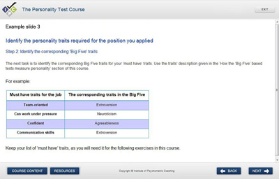 Personality Course Example slide 3